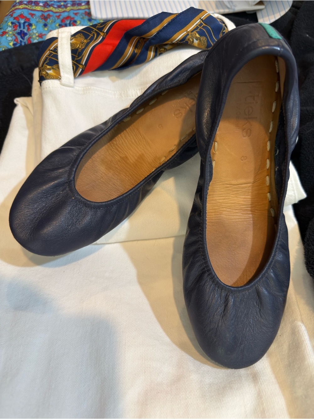 Tieks Navy Leather Ballet Flats